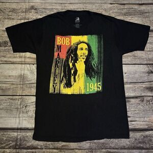Bob Marley Zion Rootswear 1945 Retro Black T Shirt Mens Size Large